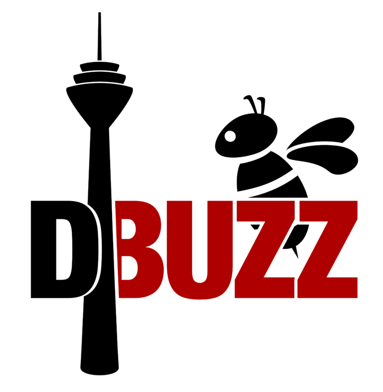 Biene und Düsseldorfer Fernsehturm mit DBUZZ-Logo